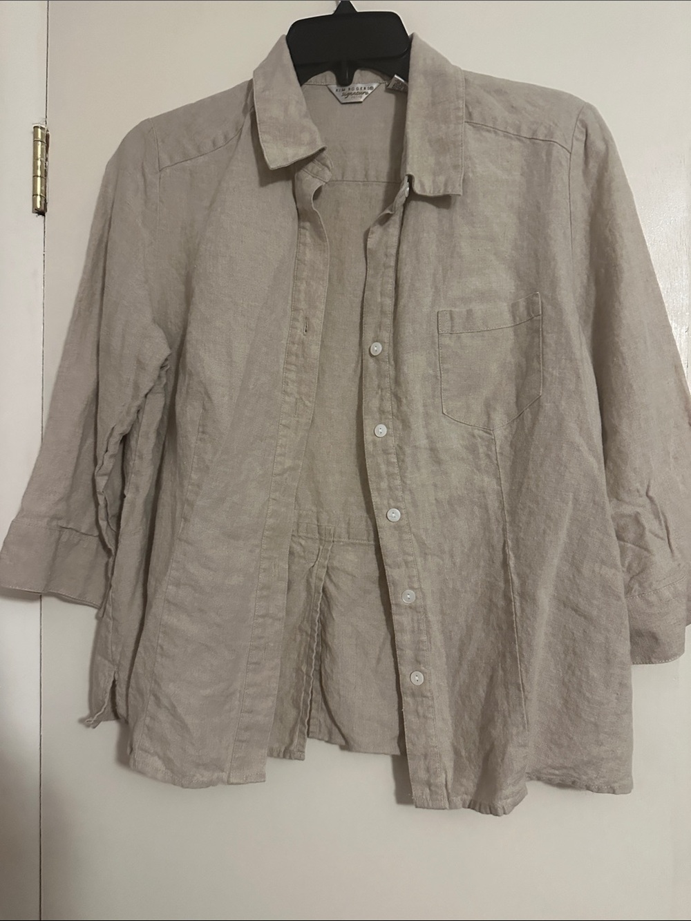 Kim Rogers Light Beige Linen Button-Down Shirt
